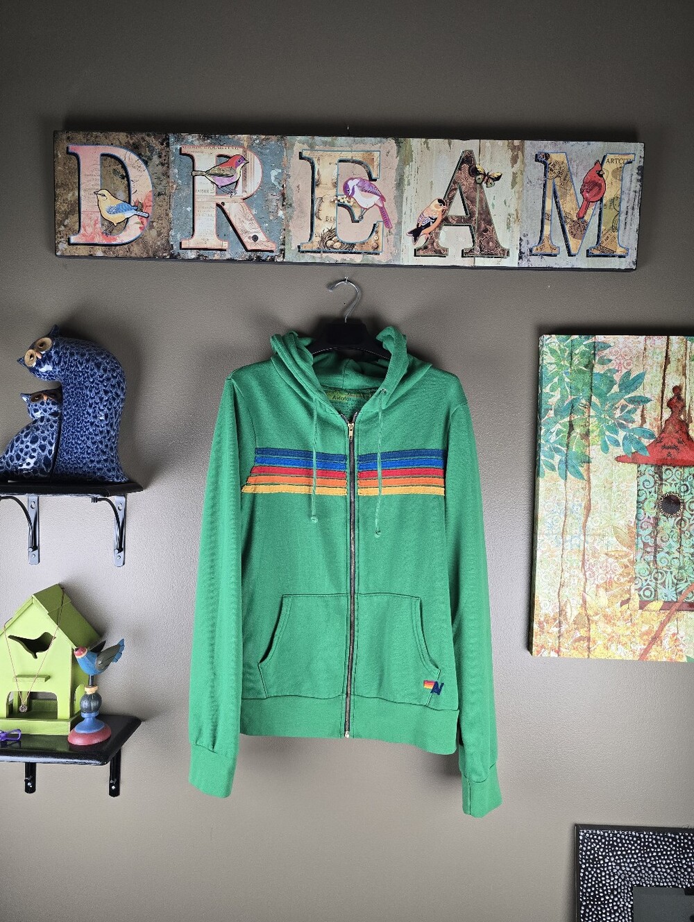 Aviator Nation 5 Stripe Green Sweatshirt XL - Picture 6 of 12